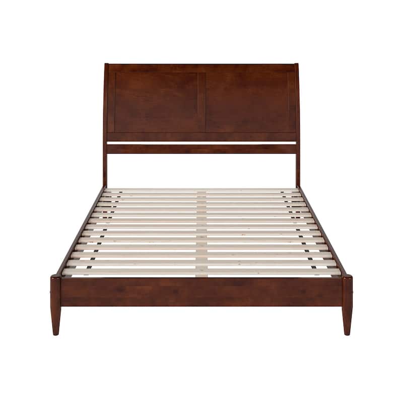 Solid Wood Low Profile Sleigh Bed - Platform Bed with USB Charger - Twin, Full, Queen, King Sizes