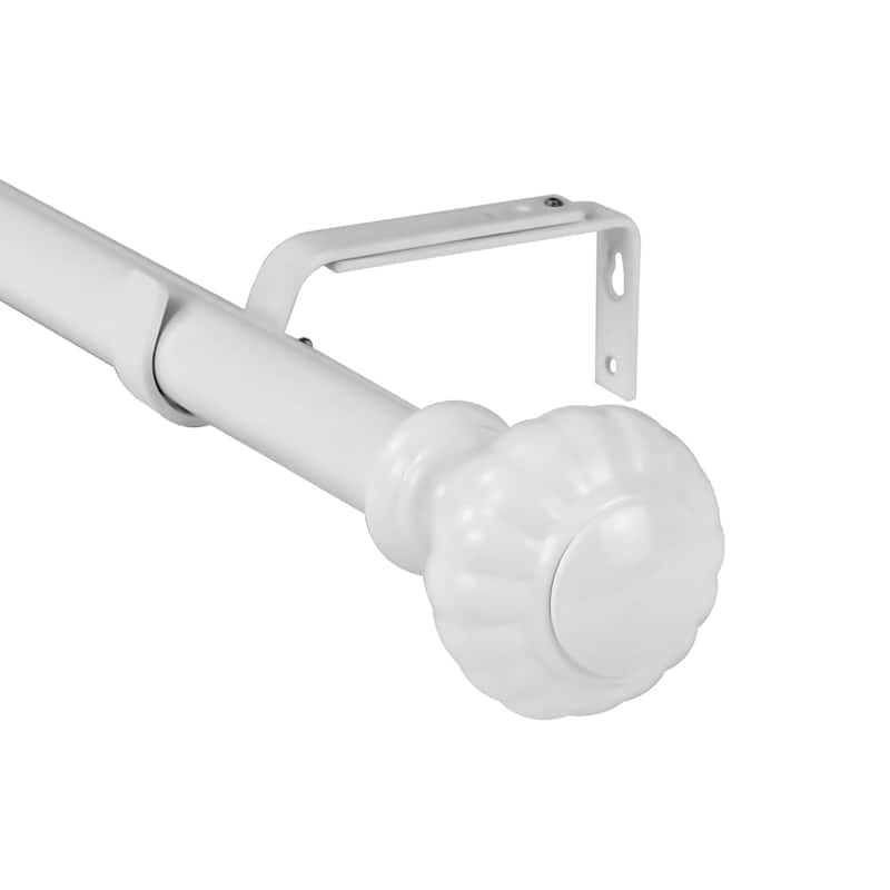 1-inch Diameter Doorknob Adjustable Single Drapery Curtain Rod - 84"-120" - Glossy White