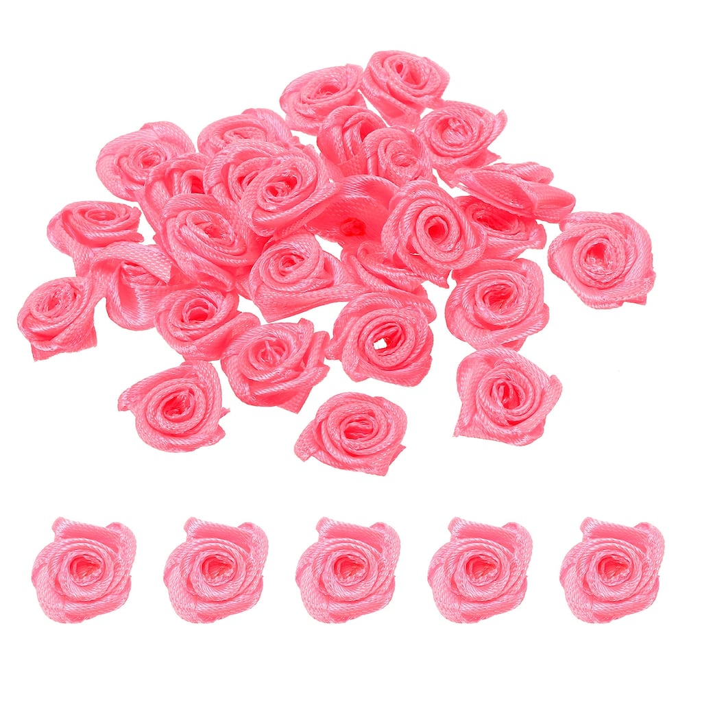 30Pcs Mini Satin Ribbon Roses Fabric Flowers Embellishments Rosettes - 1.5cm