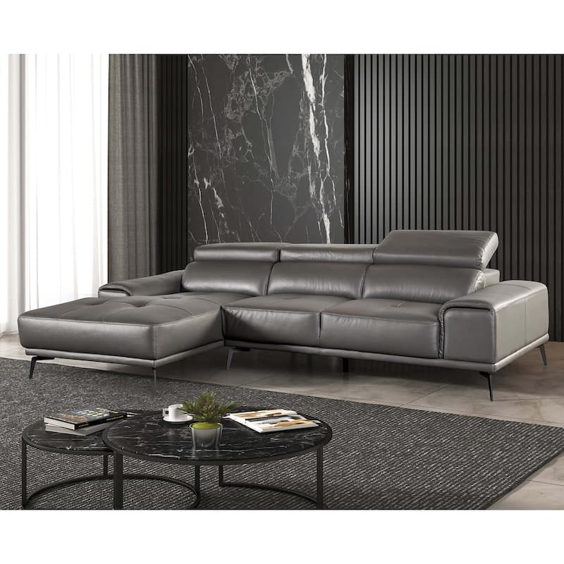 Furniture of America Jacques Modern Low Profile Leather L-Shaped Sectional with Chaise - Orange - Left Facing