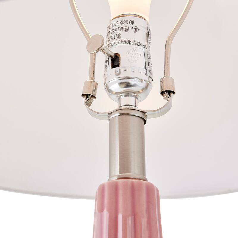 Elk Home Abbey Lane Pink With White Linen Shade 1 Light Table Lamp