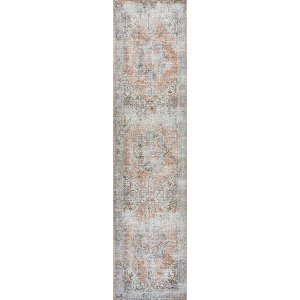JONATHAN Y Bausch Distressed Medallion Chenille Machine-Washable Area Rug