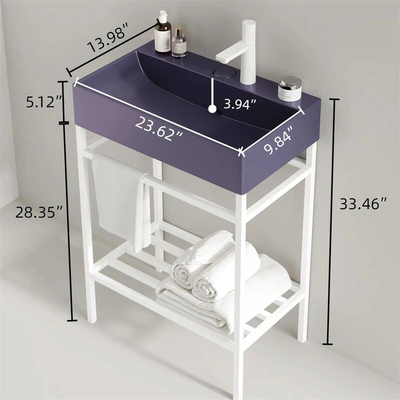 24" Bathroom Ceramic Basin without Cabinet
