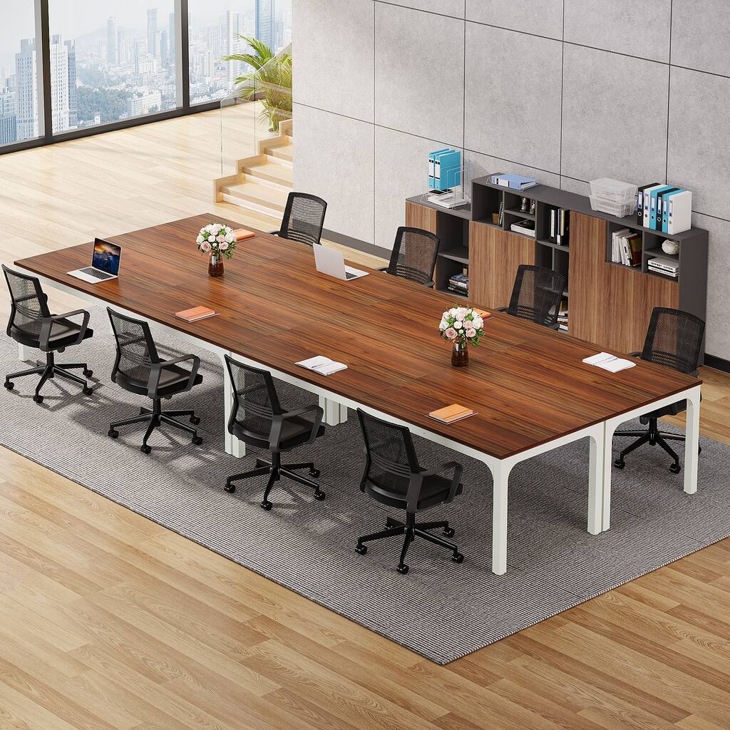 Long Conference Table Set of 4, 13FT Large Rectangle Meeting Seminar Table, 78.74-Inch Business Tables