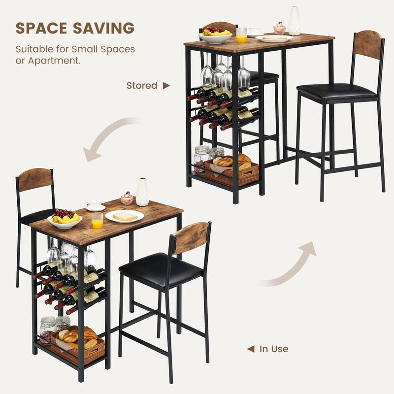 Bar Table Set of 2 with Footrest