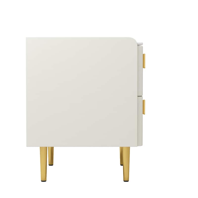 Modern Luxury 2-drawer Faux Leather Bedroom Nightstand