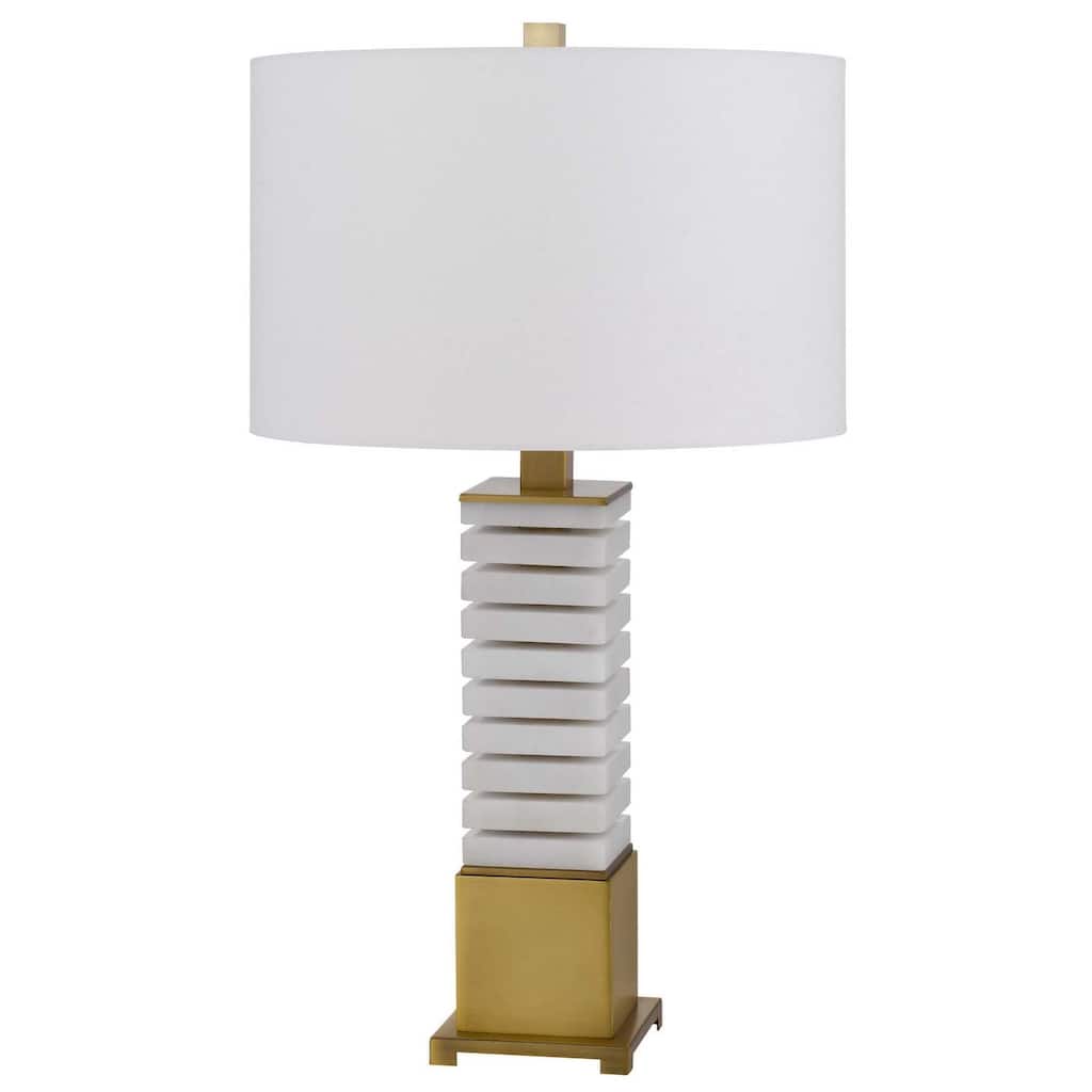 Cranbourne 28.25" Height Antique Brass/Marble Metal Table Lamp - One Size
