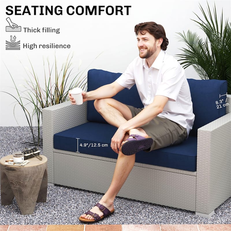Fabric Outdoor Cushion Set with Washable Covers - Seat Cushion: 45.9" L x 26" W x 4.9" H