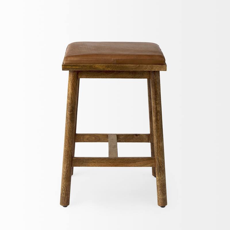 Eliza Leather Seat & Wood Frame Counter/Bar Stool
