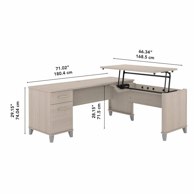 Somerset 72W 3 Position Sit to Stand L Shaped Desk by Bush Furniture