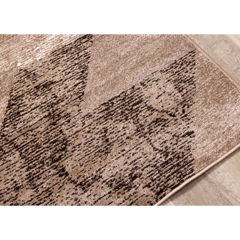 May Collection - Brown/Taupe Distressed Geometric Rug