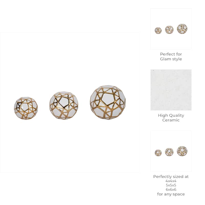 Accented Abstract Modern Coastal Decorative Orbs Set of 3