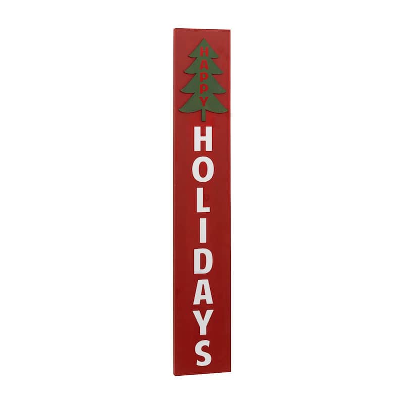 Happy Holidays Vertical Wood Wall Sign, Christmas Porch Sign, 47.5"H
