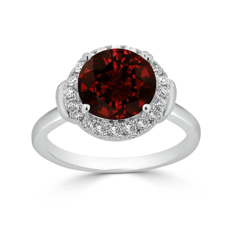 Auriya 3 5/8ct Round Garnet Gemstone and Halo Diamond Engagement Ring 1/4ctw 14k Gold