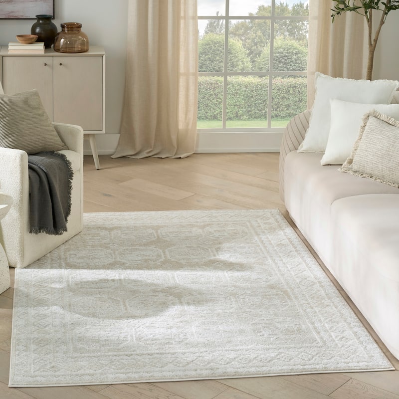 Nourison Dekor Indoor only Moroccan Area Rug - Ivory/Beige - 5'3" x 7'