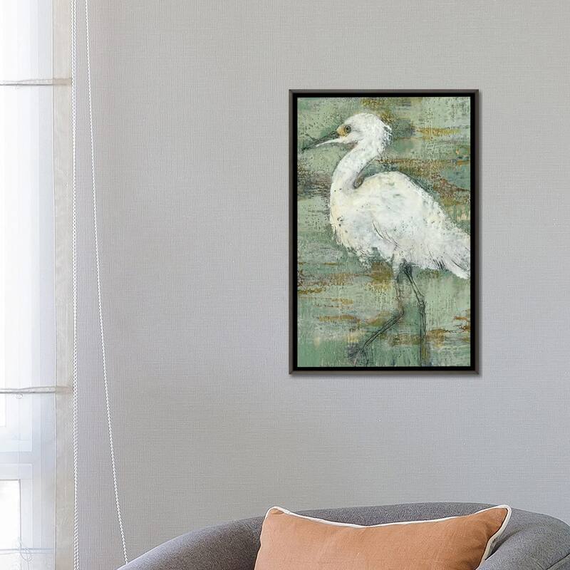 iCanvas "Textured Heron I" by Jennifer Goldberger Framed