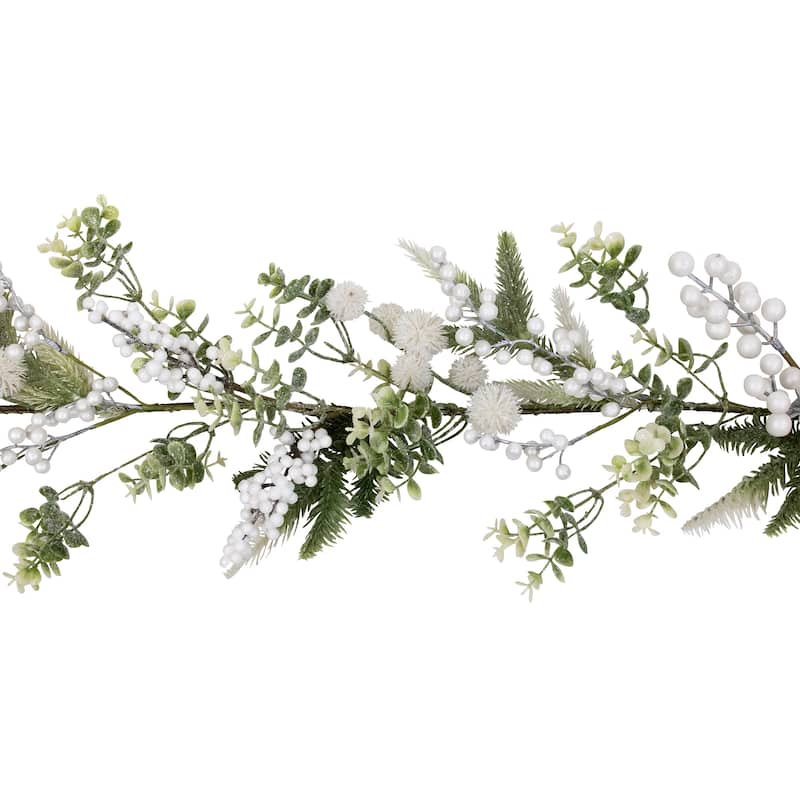 Glittered Berries and Eucalyptus Artificial Christmas Garland - 5' - Unlit - 5' x 10"