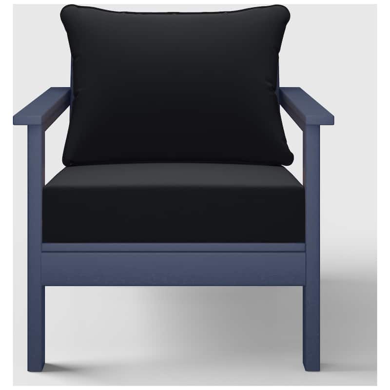 Birchwood All Weather HDPE Outdoor Patio Deep Seating Navy Blue Club Chair With Cushions (1-Piece)