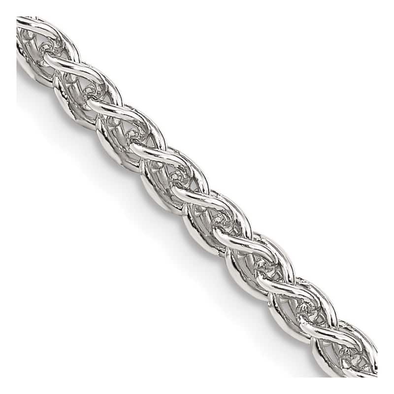 Curata 925 Sterling Silver Solid 3mm Wheat Chain Necklace (Lobster)