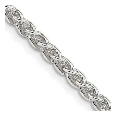 Curata 925 Sterling Silver Solid 3mm Wheat Chain Necklace (Lobster)