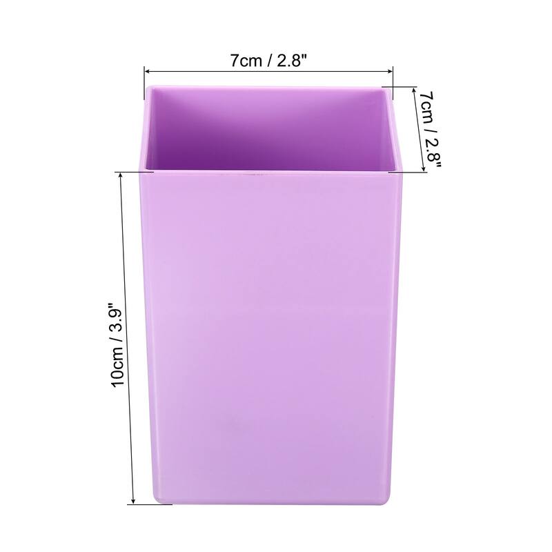 Pencil Holder, Plastic Makeup Brush Holder Square Desktop Organizer - Purple