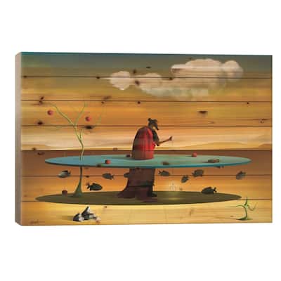 Pastor com Rebanho (Shepherd With Flock) Print On Wood by Marcel Caram - Multi-Color