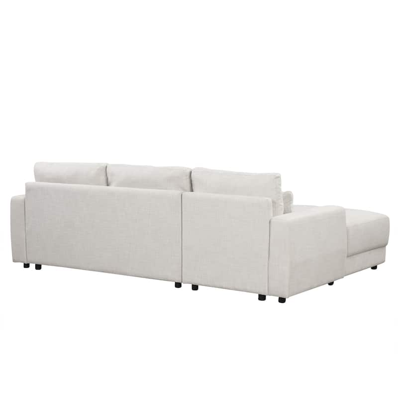 3 Seat Modular Sofa L-shaped Sectional Sofa, Deep Seat Couches with Removable Back Cushions and 3 Pillows for Living room