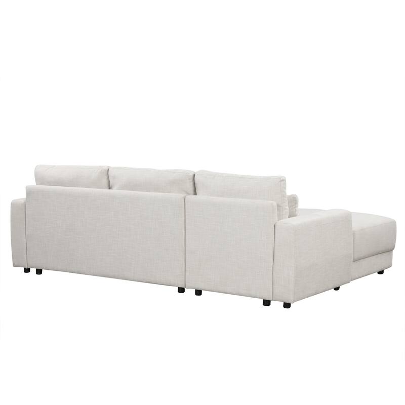 92.9" Linen L-Shaped Sectional Sofa with Removable Cushions