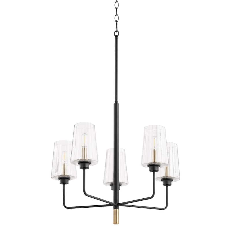 Quorum International 625-5-80 Dalia 5 Light 23" Wide Chandelier - Textured Black / Aged Brass