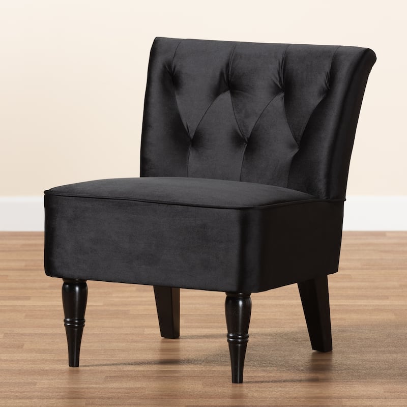 Harmon Contemporary Velvet Fabric and Black Finished Accent Chair