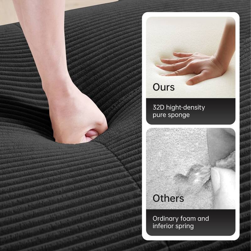 Rossetta Simplified Anti-Slip Style Premium Corduroy Fabric Modular Loveseat Sofa with Curved Armrests