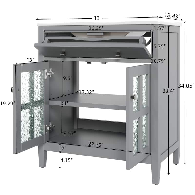 Christopher Knight Home-Josie 30-Inch Bathroom Vanity with Ceramic Sink