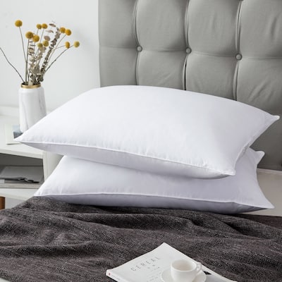 2 Pack Goose Feather Down Bed Pillows - White