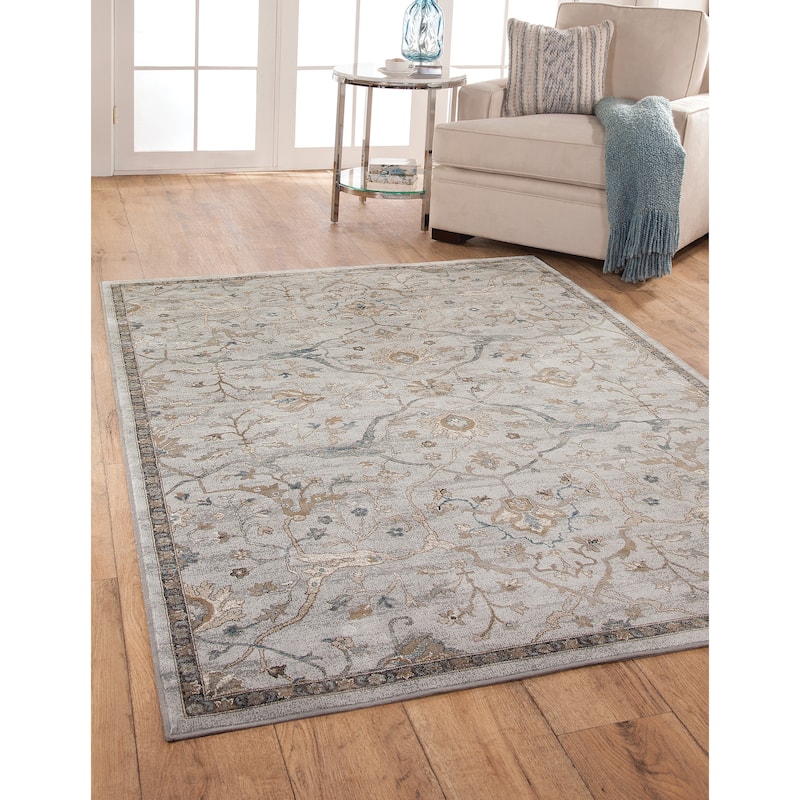 Sally Beige, Blue, and Brown Area Rug - 6' x 9'