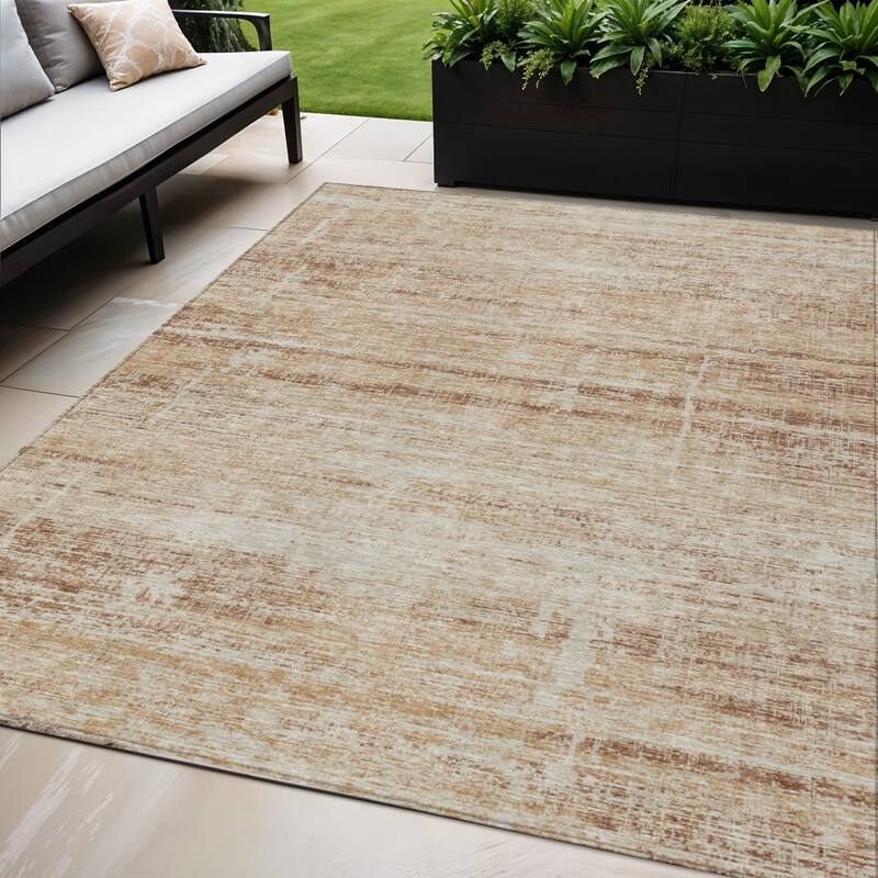 HomeRoots Abstract Transitional Rectangle Outdoor Rug - 5' X 8'