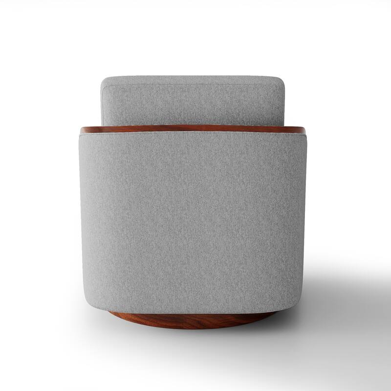 Set of 2 Modern 360° Swivel Accent Barrel Chairs with Wood Arms