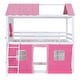 preview thumbnail 29 of 36, Playhouse Design Impression & Beautiful Full Size Bunk Wood House Bed with Elegant Windows, Sills and Tent