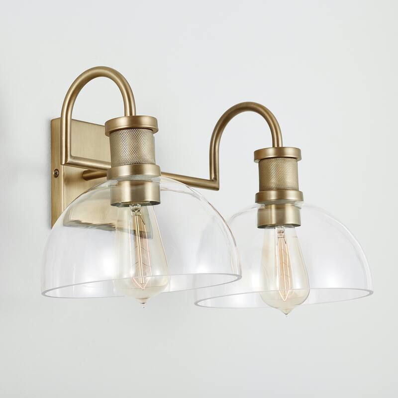 Cassidy 2-light Aged Brass Bath/ Vanity Fixture w/ Clear Glass