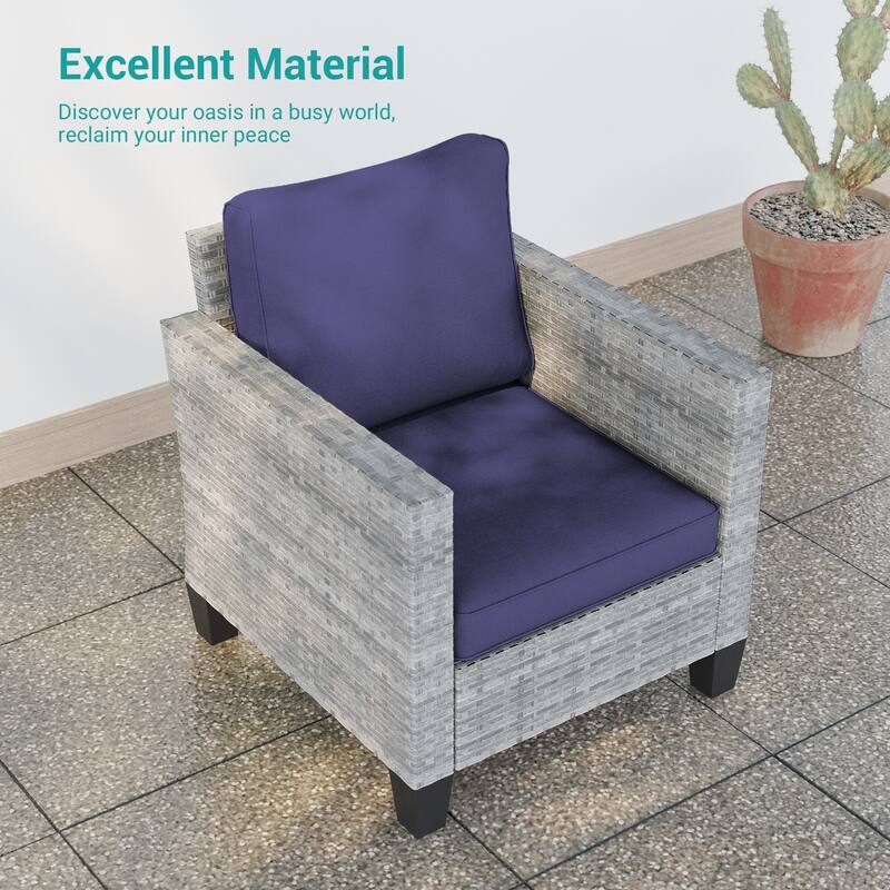 BONOSUKI 3-Piece Patio Sofa Set Grey Rattan with Side Table