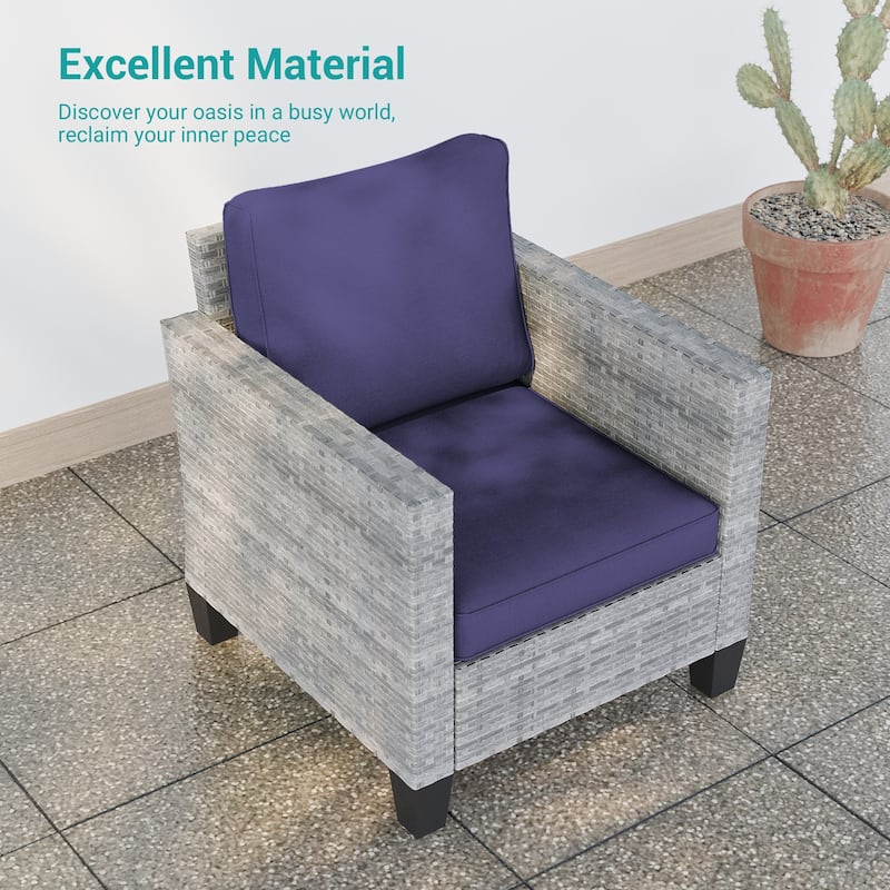 LIVOOSUN 2Pcs Outdoor Seating Sets Patio Grey Rattan Furniture Chair