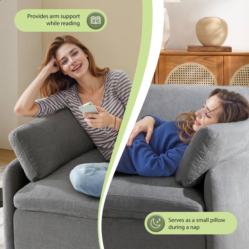 Oversized Chenille Single Sofa Chair with Pillows, 42.5" Wide & 32" Deep Seat Accent Chair Upholstered Armchair Lounge Chairs