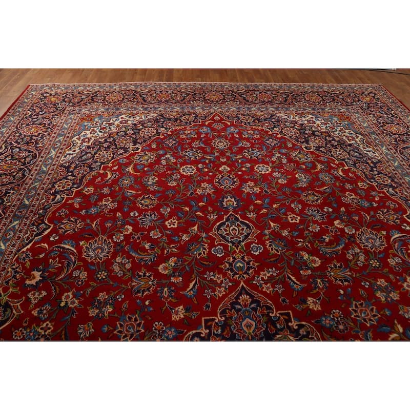 Traditional Kashan Persian Large Area Rug Hand-knotted Wool Carpet - 10'3" x 17'0"