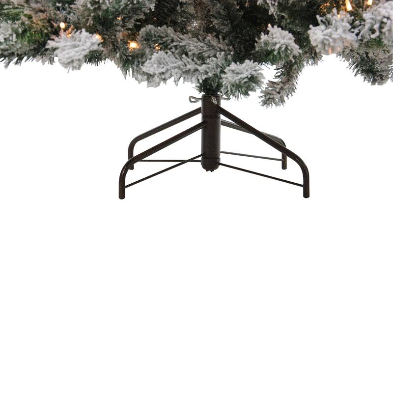 7.5' Full Flocked Emerald Artificial Christmas Tree Warm Clear Lights - 7.5 Foot