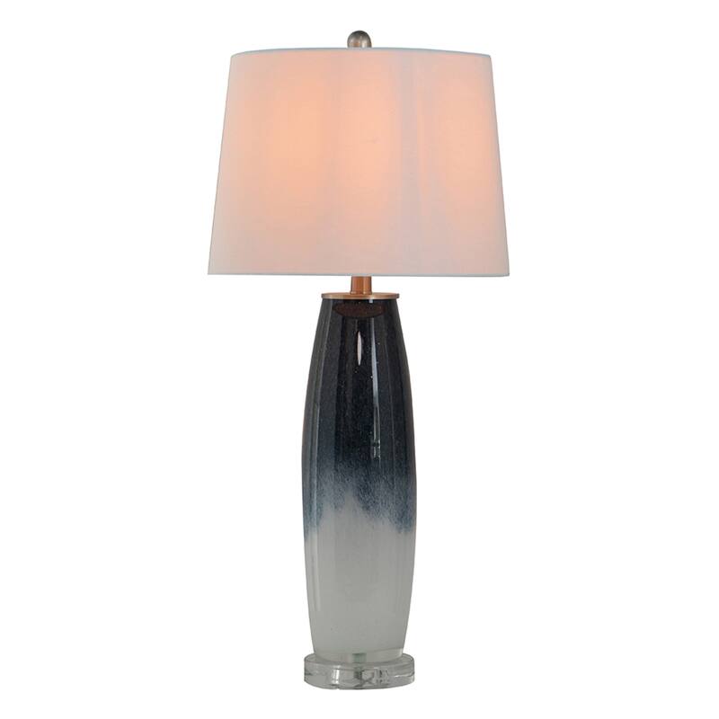 Two-Toned Glass Table Lamp with White Linen Drum Shade - 28.25"