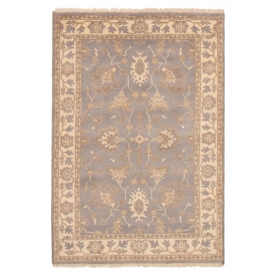 ECARPETGALLERY Hand-knotted Royal Oushak Grey Wool Rug - 4'0 x 5'11