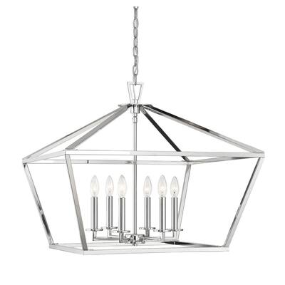 Giuseppe Lighting Six Light Foyer Lantern Townsend Polished Nickel - Exact Size