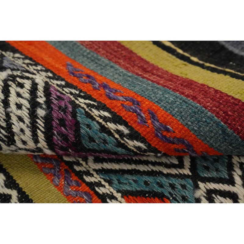 Hand Woven Oriental 100% Wool Carpet Southwestern Tribal Multi-Colored Kilim Area Rug - 8' 8'' X 5' 10''
