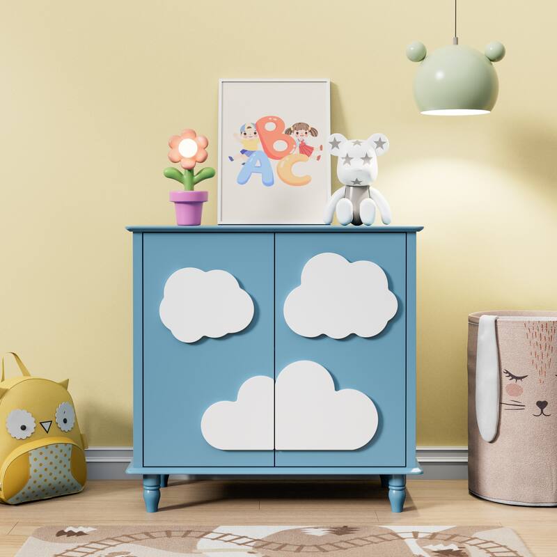 Sideboard Buffet Cabinet Kitchen Cabinet With Removable Shelves - Blue