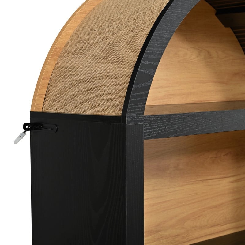 Farmhouse 3-Piece TV Stand Set for TVs Up to 70", Entertainment Center with Arched Sideboard and Glass Doors for Living Room