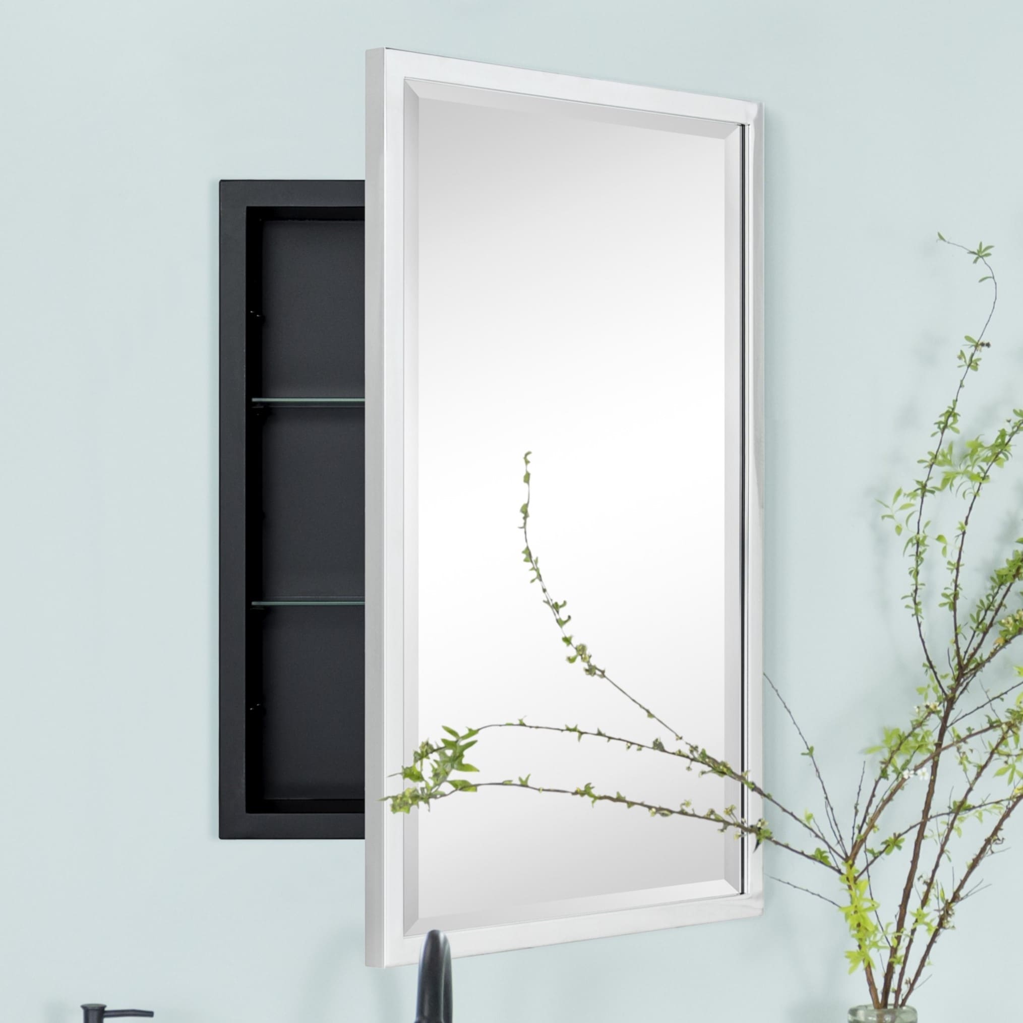 TEHOME Haddison Recessed Framed Medicine Cabinet with Mirror and Adjustable Shelves